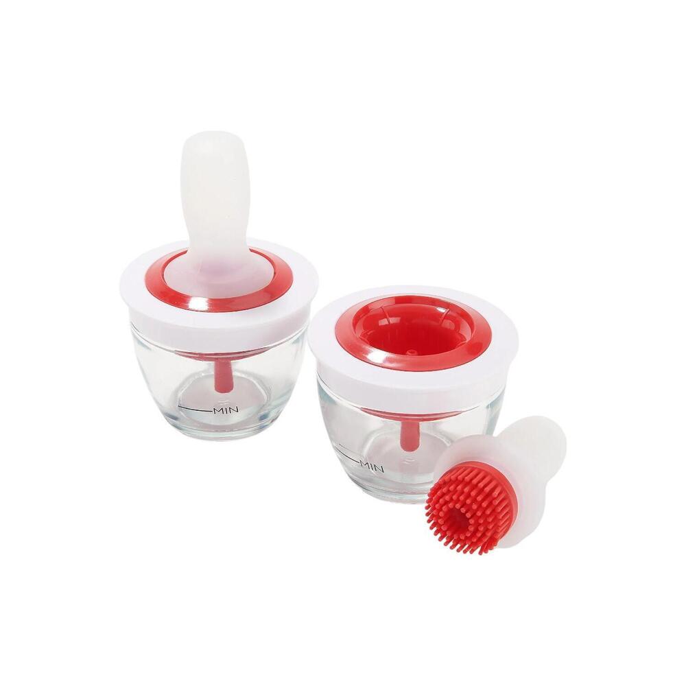 Cook's Essentials 2-pack Set BBQ Basting Brushes with Glass Container